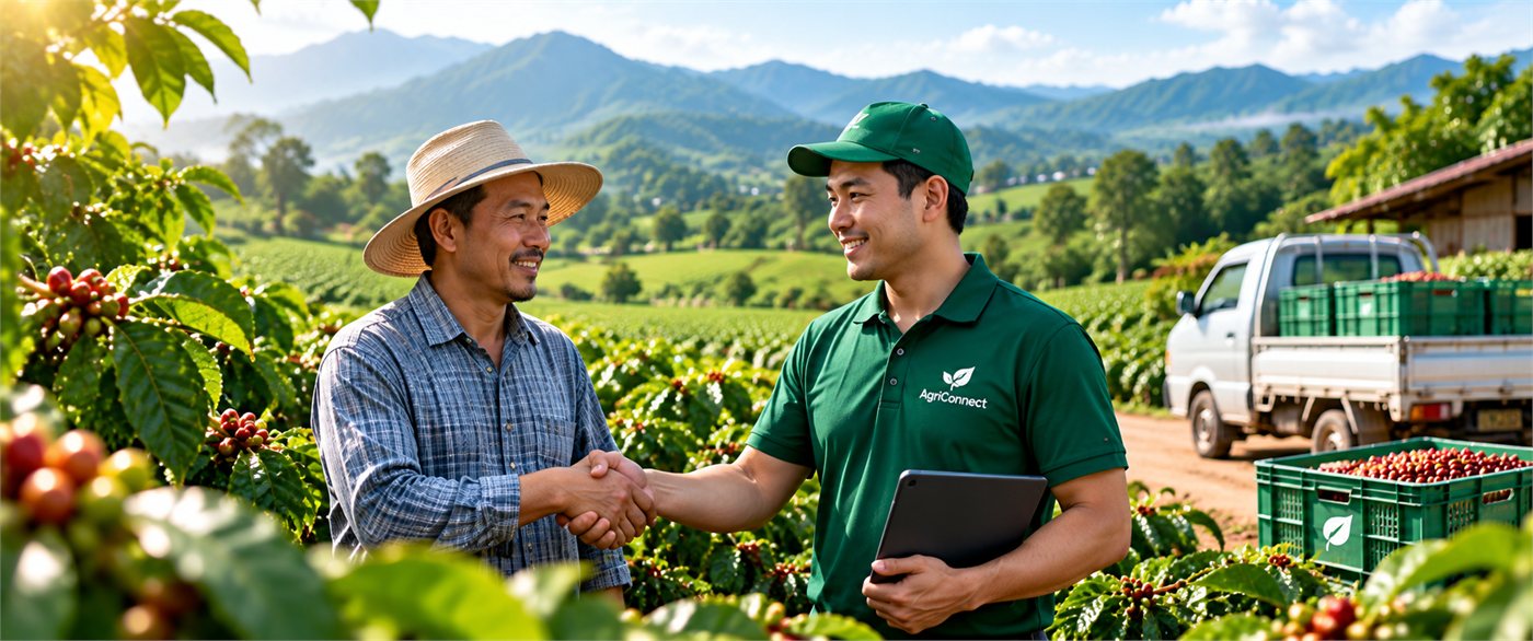 Cán bộ thu mua và nông dân chốt giao dịch tại vườn