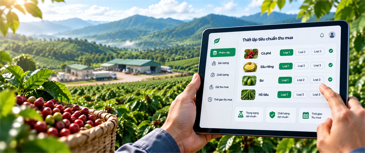 Màn hình thiết lập tiêu chuẩn thu mua theo phẩm cấp