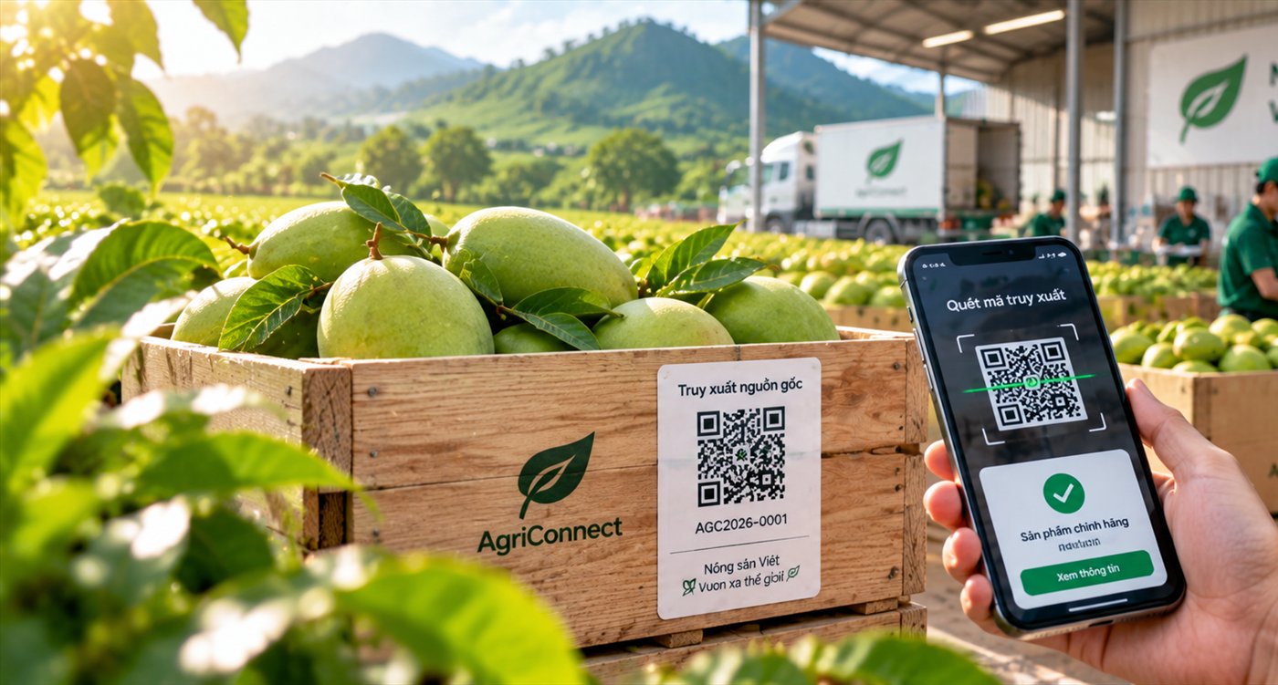 Quét mã QR trên thùng xoài để tra cứu nguồn gốc lô hàng